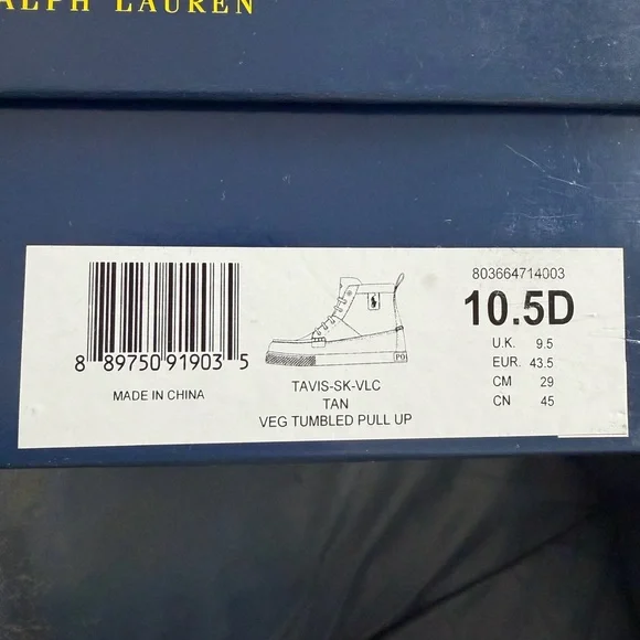 Polo Ralph Lauren Travis Leather High Top Sneakers Brown Size 10.5D New - Picture 5 of 7